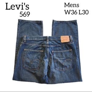 LEVI'S 569 MENS JEANS SIZE W36 L30 WASHED BLUE DENIM